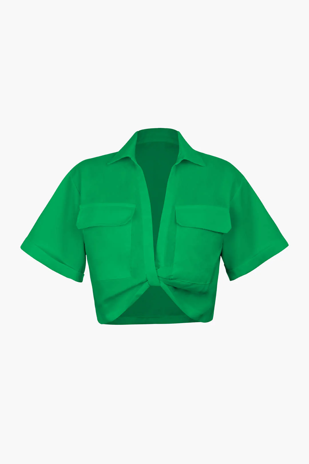 Basic Flap Pocket Twist Hem Shirt - Image 10